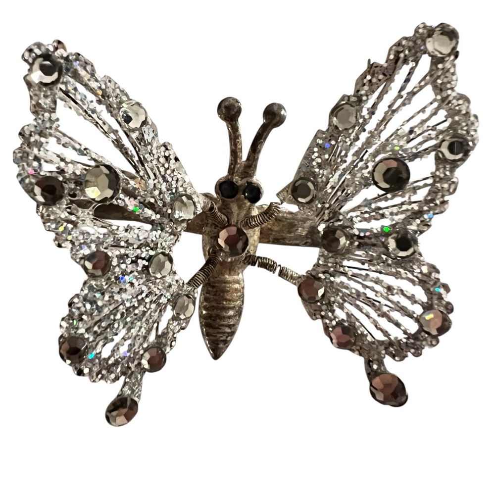 HAIR CLIP Sparkling Butterfly with moving wings and rhinestones
